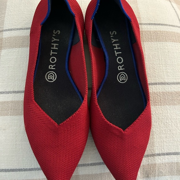 Rothy’s The Point Pointed Toe Ballet Flats Chili Red - Picture 2 of 5